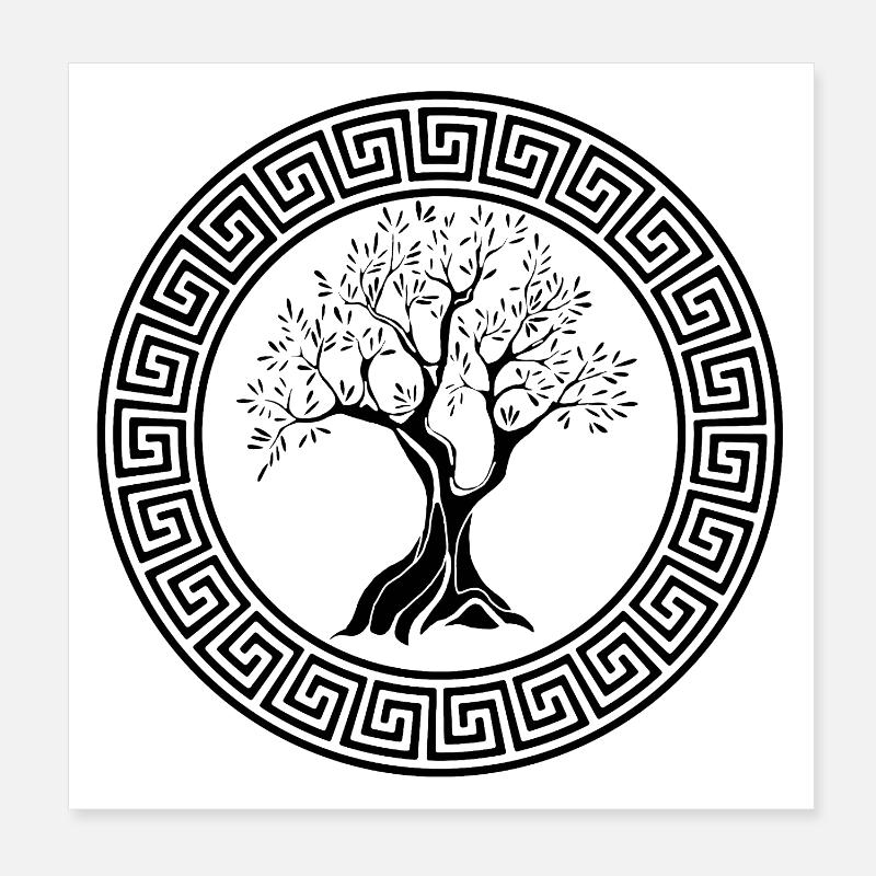 Ancient symbol of the black olive tree Poster 8" x 8" (20x20 cm)