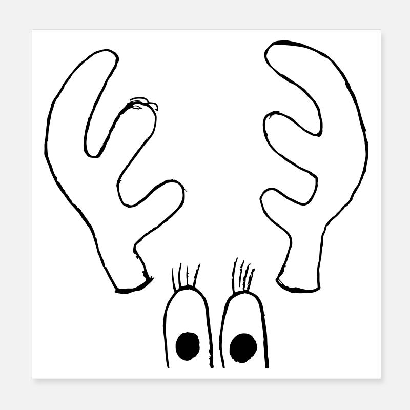 Elch mit großen Augen Poster 20x20 cm