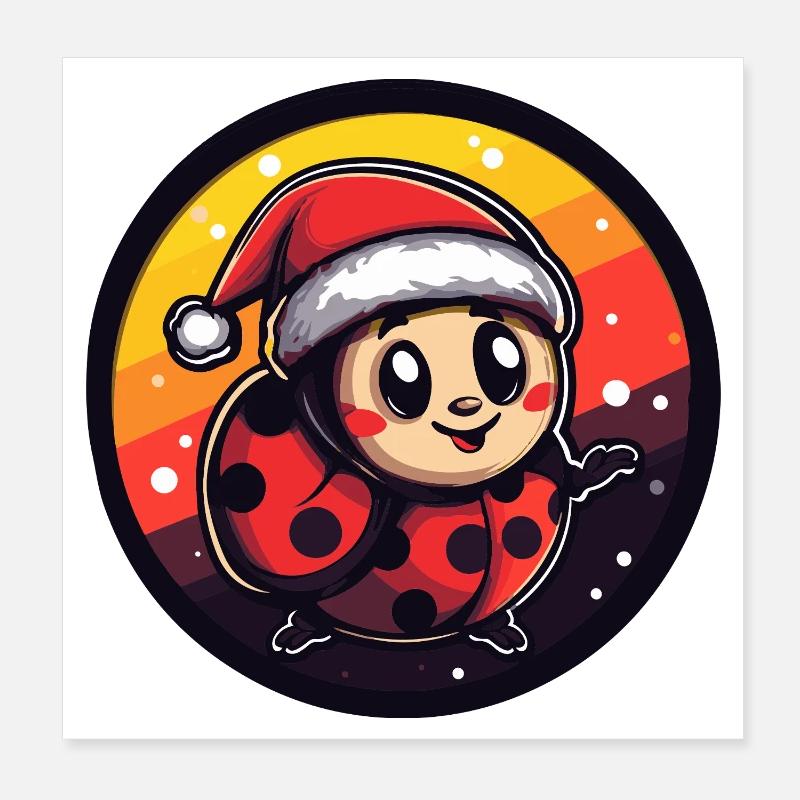 Costume de Père Noël de Ladybug de Noël Poster 20 x 20 cm