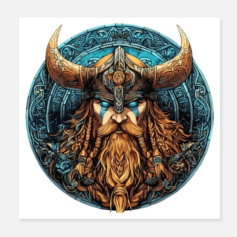 Viking Krieger Runenkreis Poster 20x20 cm