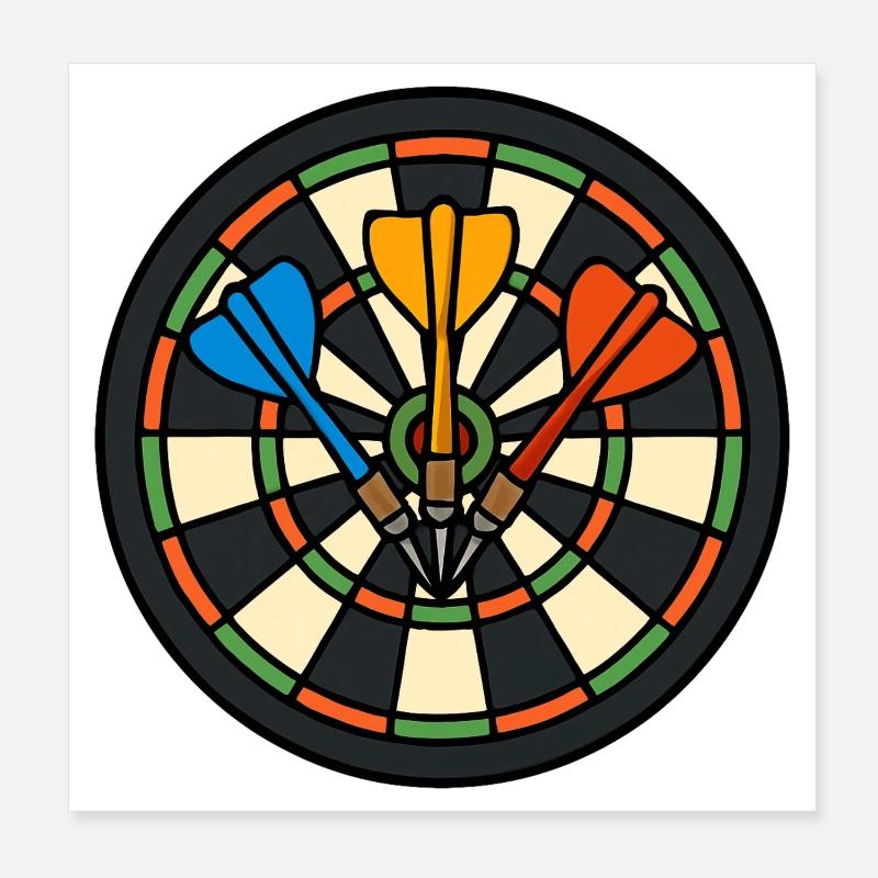 Motif de la cible de fléchettes : Impression couleur Poster 20 x 20 cm