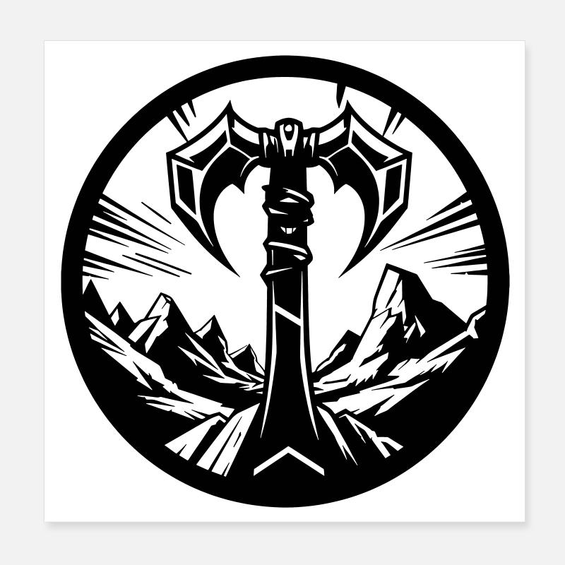 Barbarian Symbol – Tribal Axe Poster 8" x 8" (20x20 cm)
