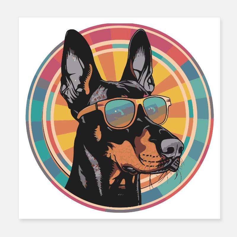 Lunettes de soleil Doberman Pop Art Poster 20 x 20 cm