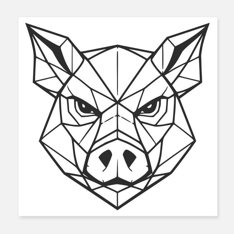 Art géométrique de tête de cochon Poster 20 x 20 cm