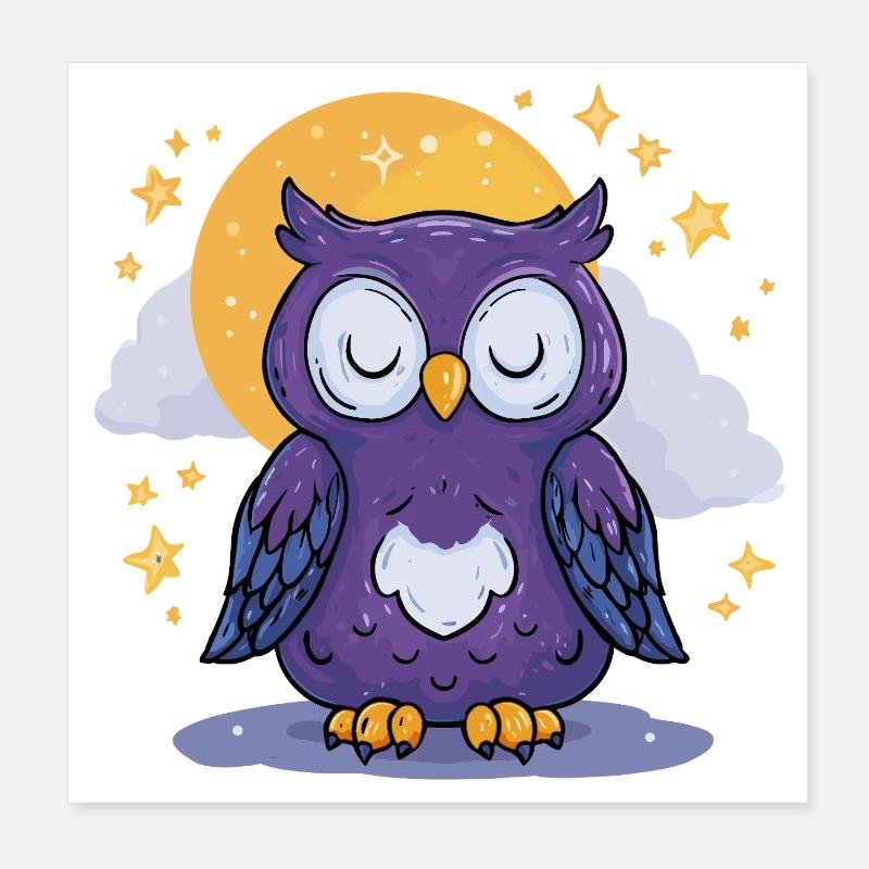 Moonlit Night Owl Poster 8" x 8" (20x20 cm)