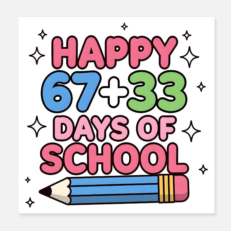 Bonne équation de maths scolaire des 100 jours Poster 20 x 20 cm