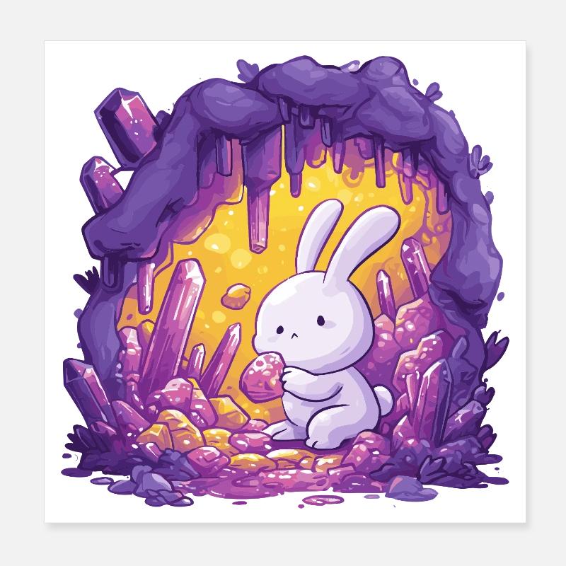 Rabbit in Crystal Cave Poster 8" x 8" (20x20 cm)