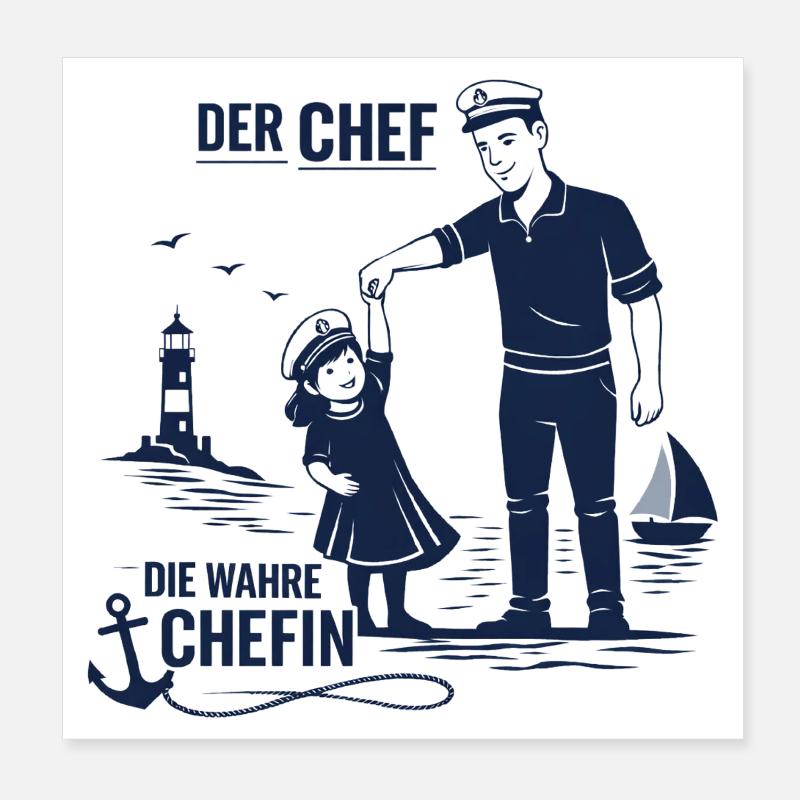 Chef Chefin Papa Tochter Partnerlook Geschenk Poster 20x20 cm