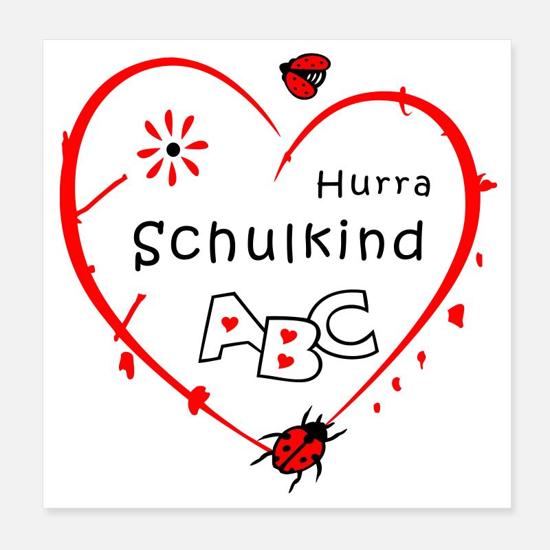 Schoolchild with ladybug Poster 8" x 8" (20x20 cm)