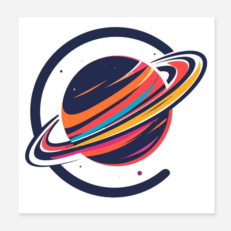 Planète colorée avec anneaux Motif de l’Espace Poster 20 x 20 cm