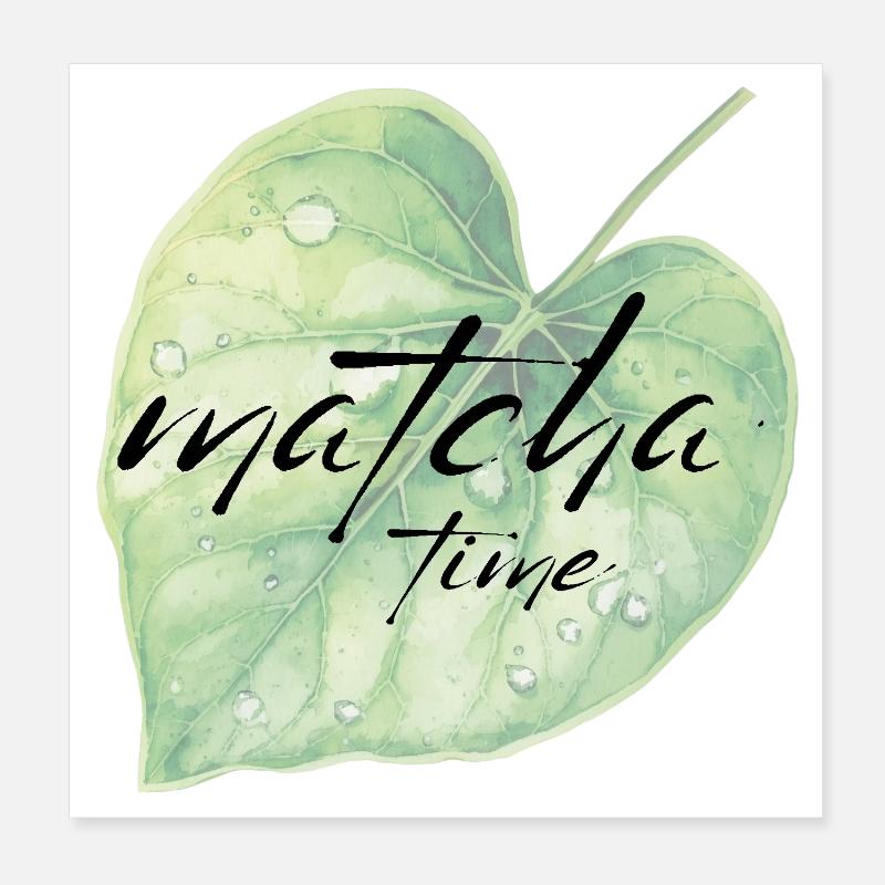 Matcha, Blatt, Grün, Zeit Poster 20x20 cm