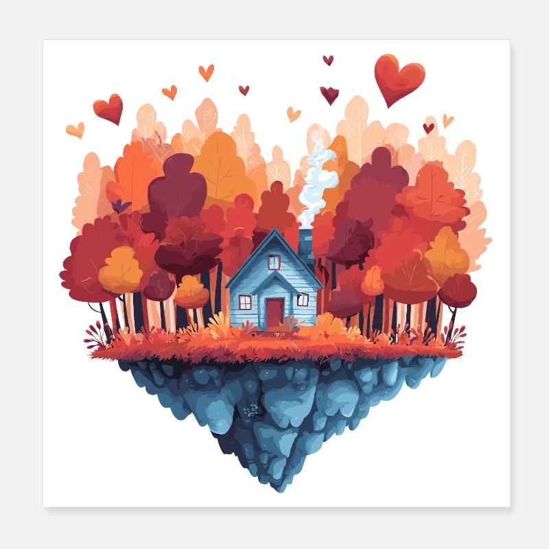 Rêve de la Maison de l’Île d’Automne Poster 20 x 20 cm
