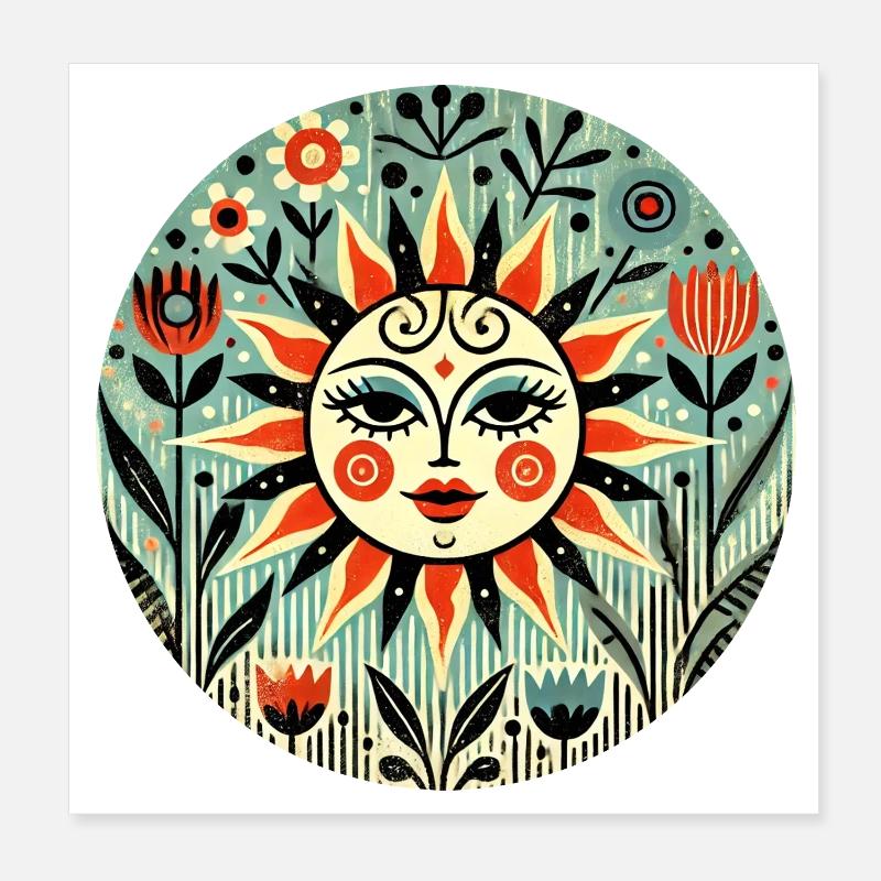 Cercle de la Floraison du Peuple du Soleil Poster 20 x 20 cm