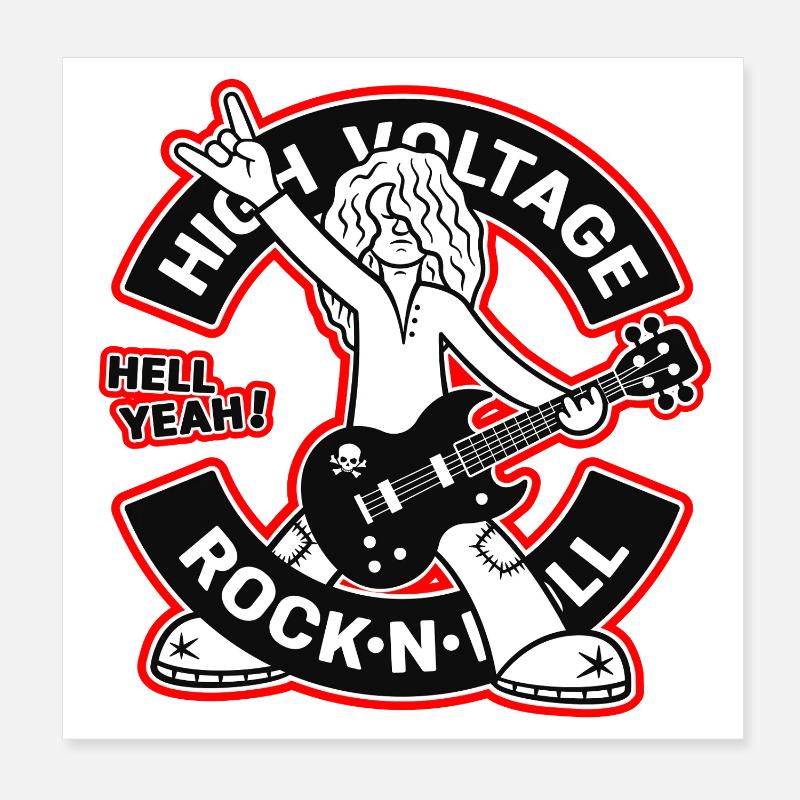 Guitariste de dessin animé rock and roll High Voltage Poster 20 x 20 cm