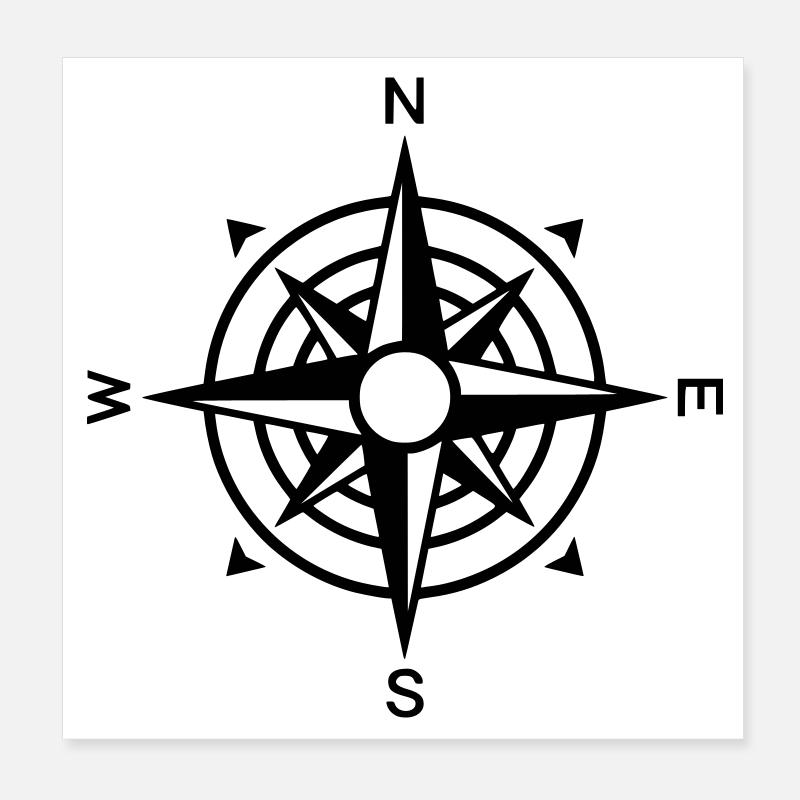 Compass Wind Rose Navigation Poster 8" x 8" (20x20 cm)