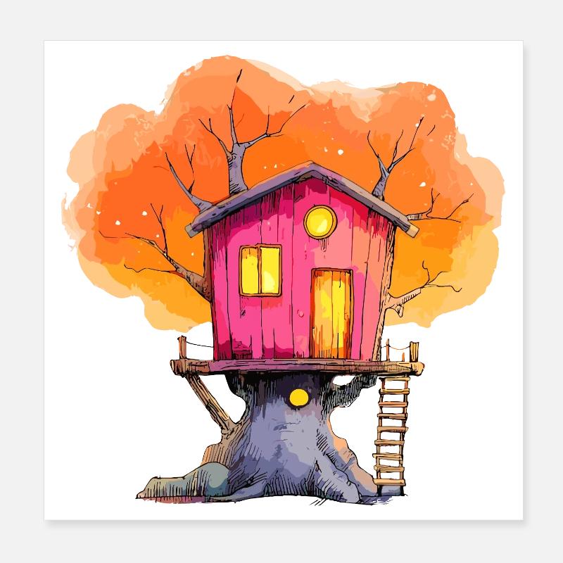 Magie d’automne de la Cabane Rose Poster 20 x 20 cm