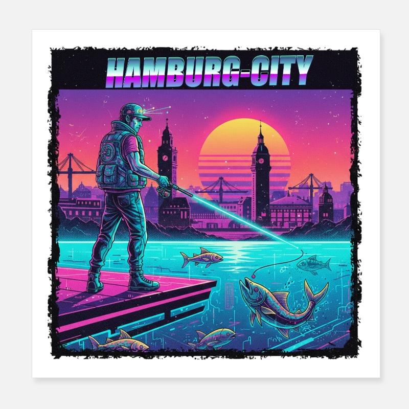 Cyberpêche à Hambourg Poster 20 x 20 cm