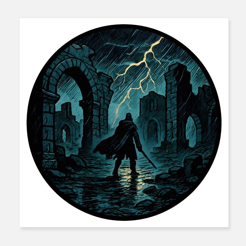 Storm Ruins Warriors Poster 8" x 8" (20x20 cm)