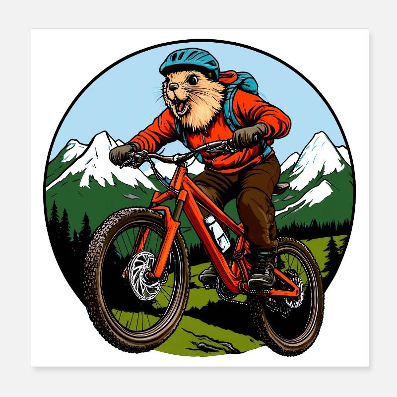 Murmeltiere Biker / Freeride Biking - Poster 20x20 cm - Weiß