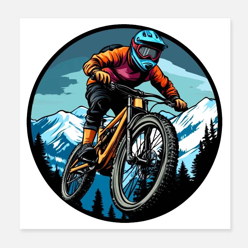 Freeride Biker - Poster 20x20 cm - Weiß