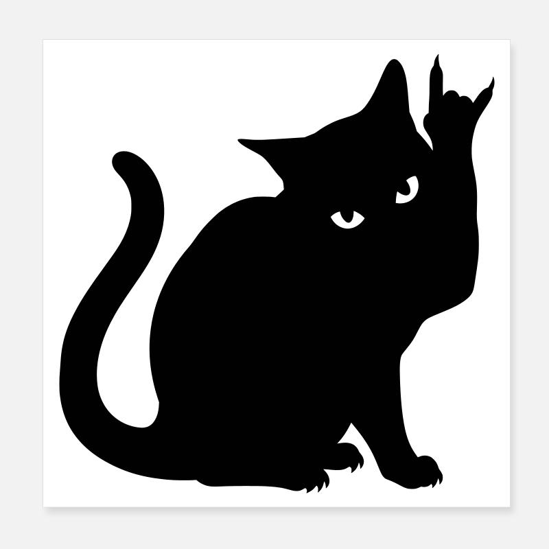 Schwarze Katze – Devil Horns Silhouette Poster 20x20 cm