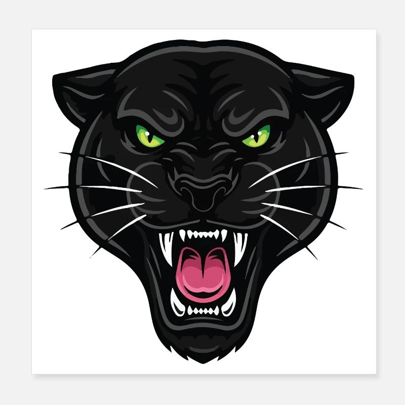 Panthère Noire Yeux Verts Force Poster 8" x 8" (20x20 cm)