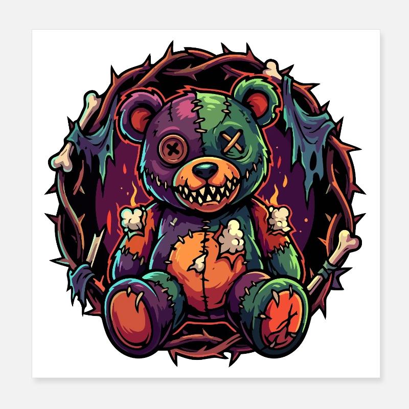 Patchwork Zombie Teddy kaputter Horror Teddybär Poster 20x20 cm