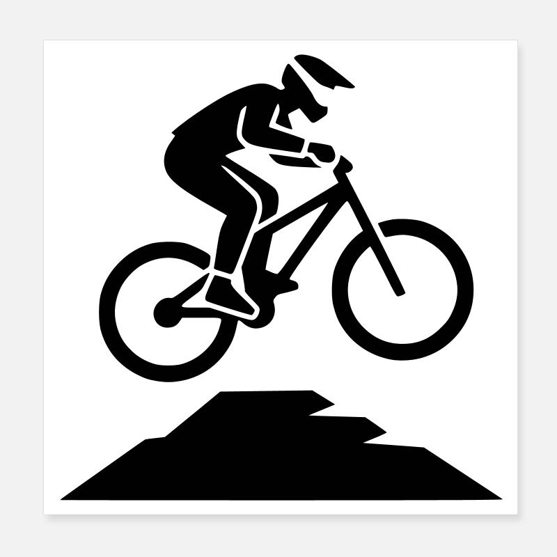 MTB Sprung Biker Silhouette Poster 20x20 cm