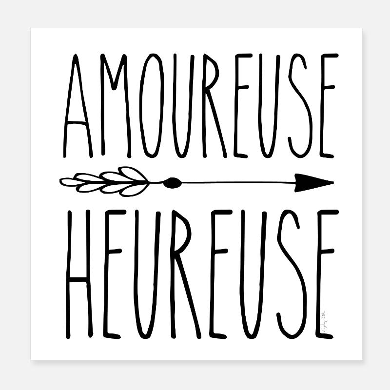 Amoureuse heureuse Poster 20 x 20 cm
