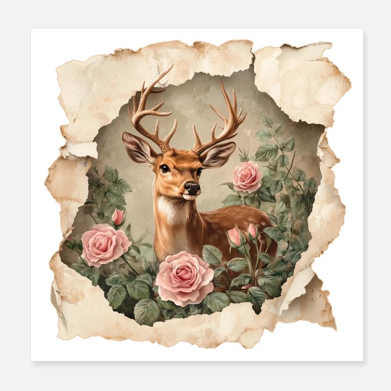 Hjortårgång Poster 20x20 cm