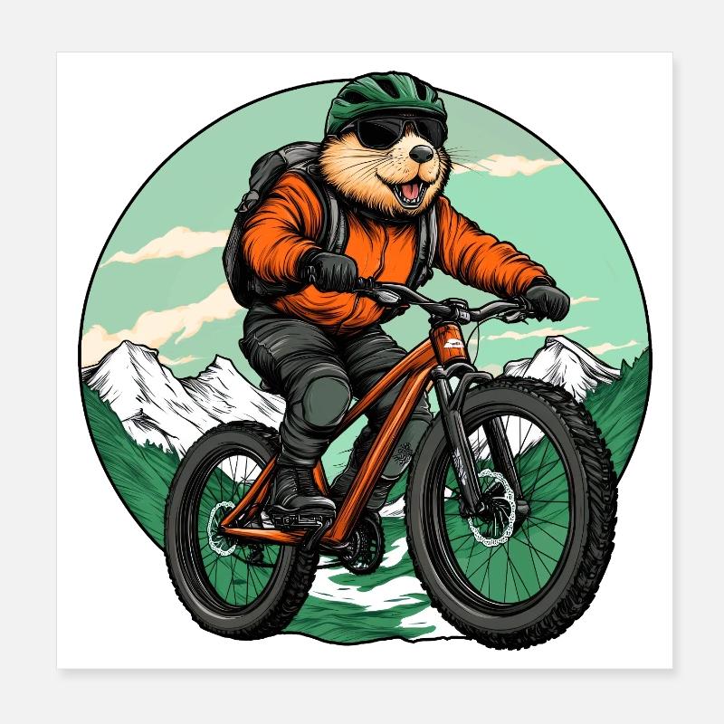Biker Beaver Poster 20x20 cm