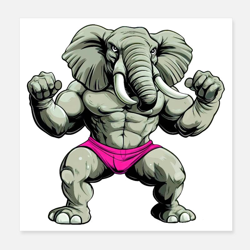 Starker Elefant Poster 20x20 cm