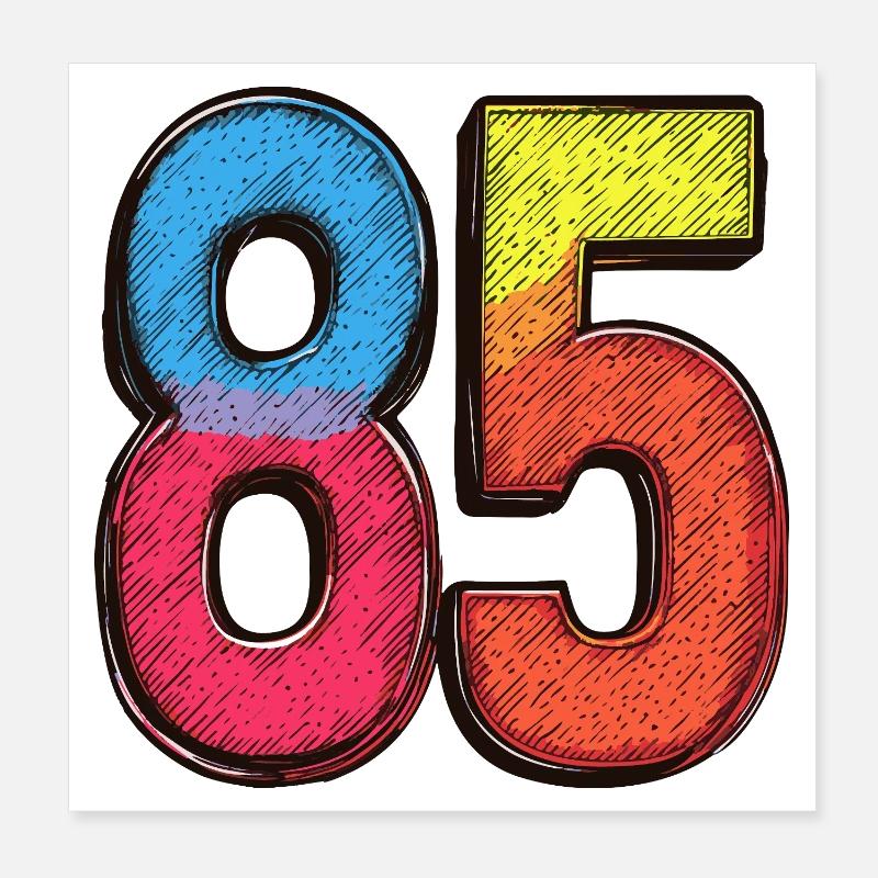 85 Nombre Coloré Poster 20 x 20 cm