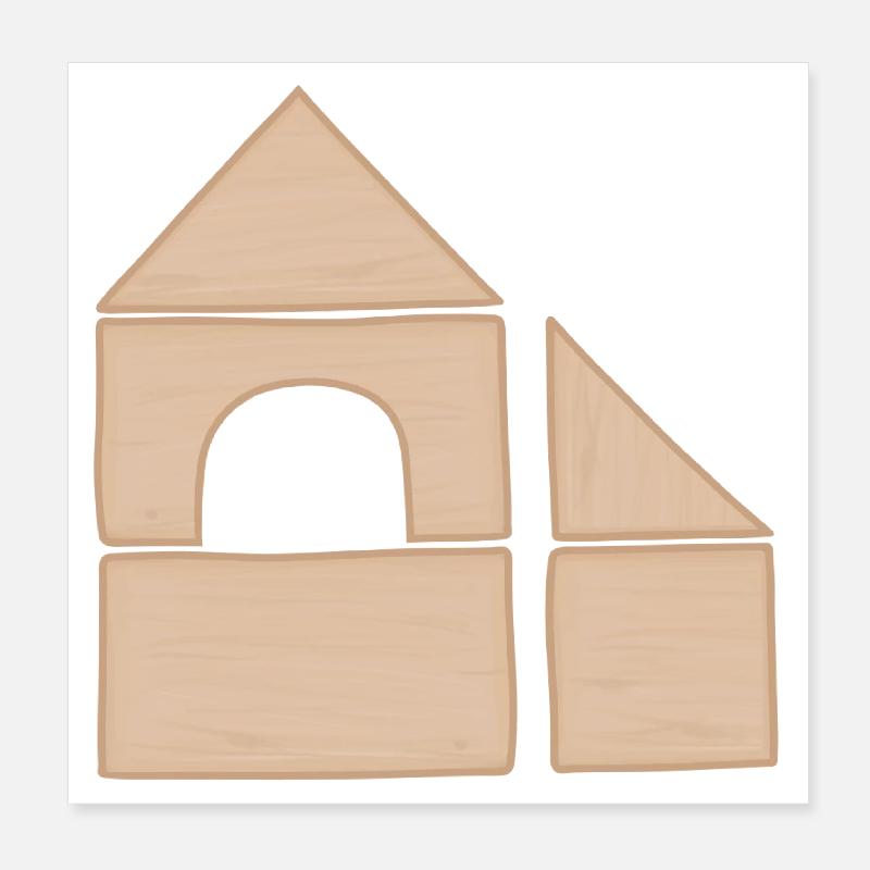 Modèle de construction de maisons en blocs de construction en bois Poster 20 x 20 cm
