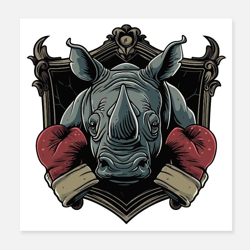 Rhino Boxer MMA Poster 20 x 20 cm