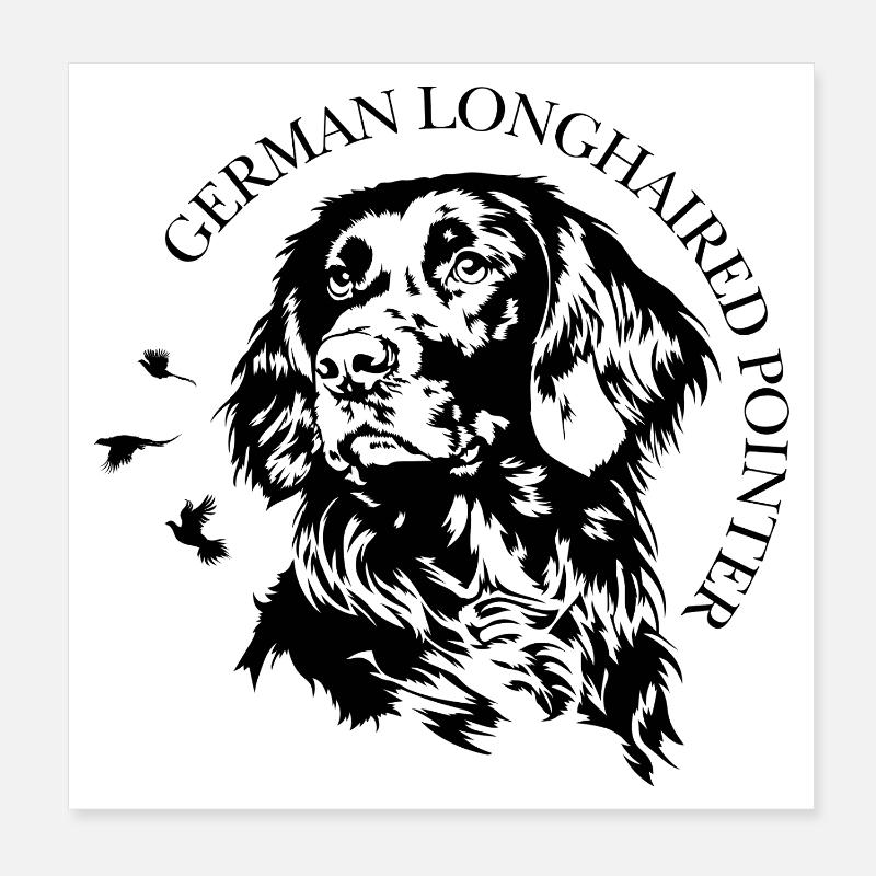 German Longhaired Pointer Jagdhunde Hunde Wilsigns Poster 20x20 cm