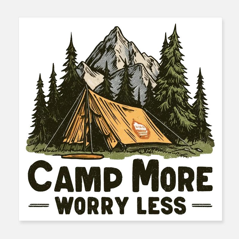 Camping Spruch Camp Plus de soucis Moins Campeur Outdoor Poster 20 x 20 cm