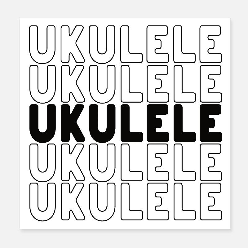Typographie du ukulélé Poster 20 x 20 cm