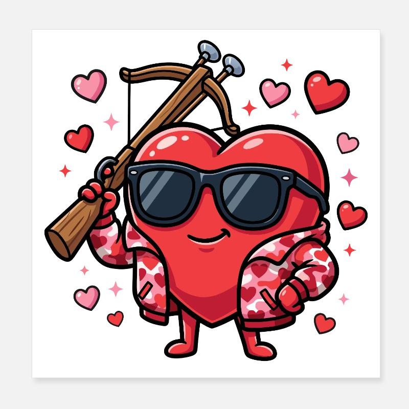 Funny Bowhunter Valentine's Day for Men Poster 8" x 8" (20x20 cm)