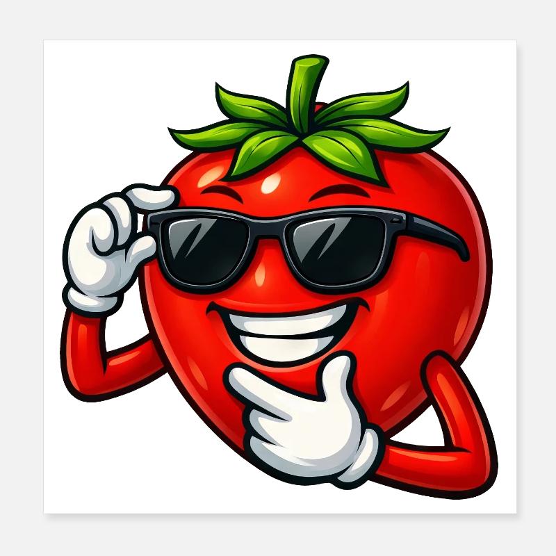 Coole Cartoon Tomate Comic Gemüse Spaß Poster 20x20 cm