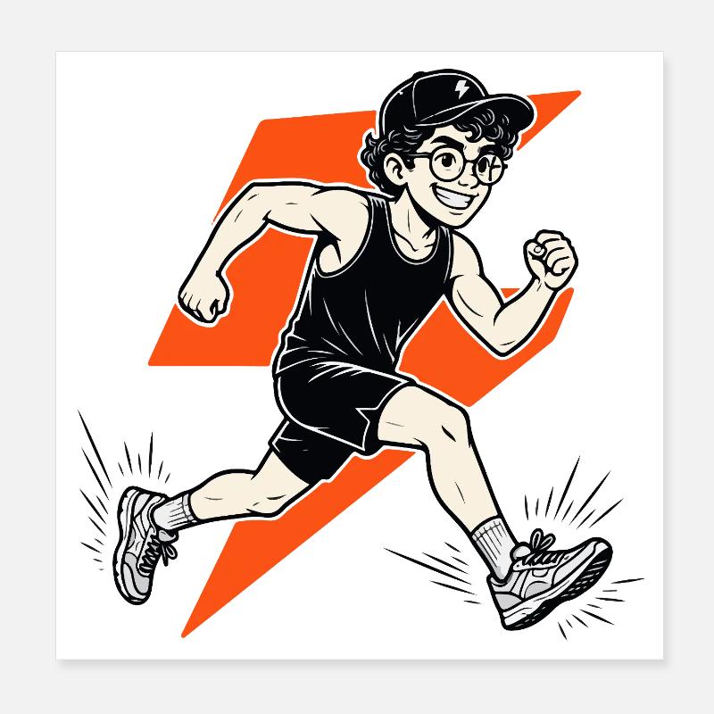 Motif de Blitz Runner de maillot de course cool pour les athlètes Poster 20 x 20 cm