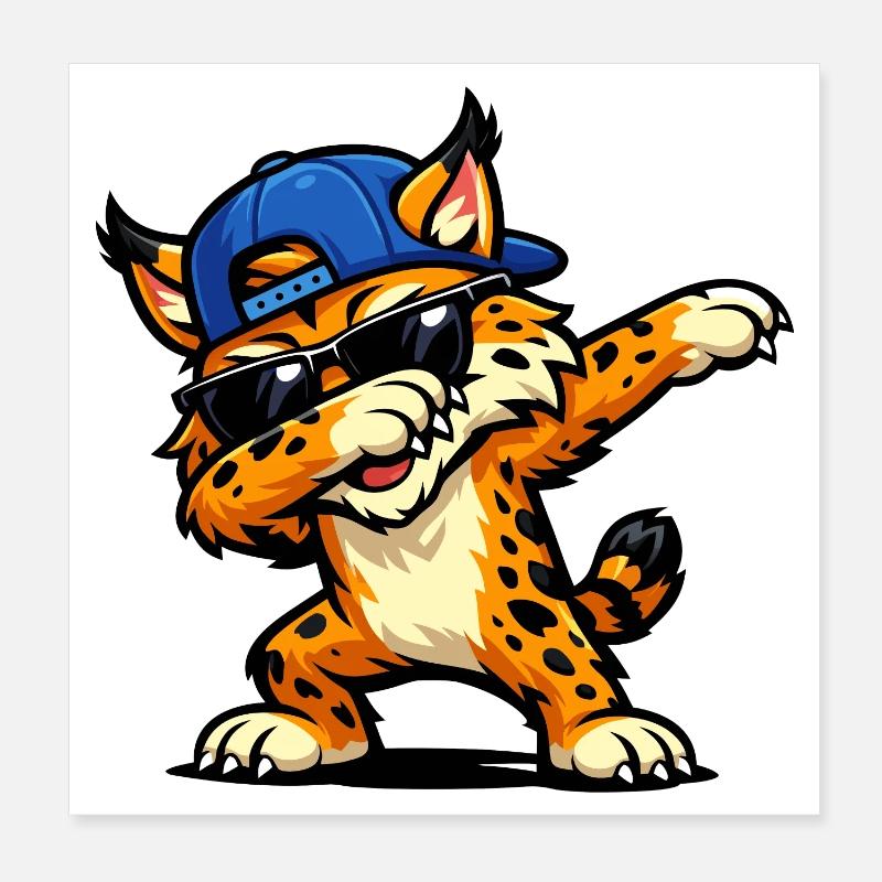 Dabbing Bobcat Poster 20x20 cm