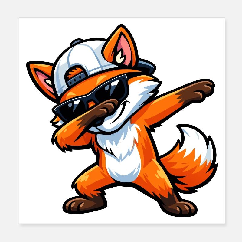 Dabbing Fox Poster 8" x 8" (20x20 cm)
