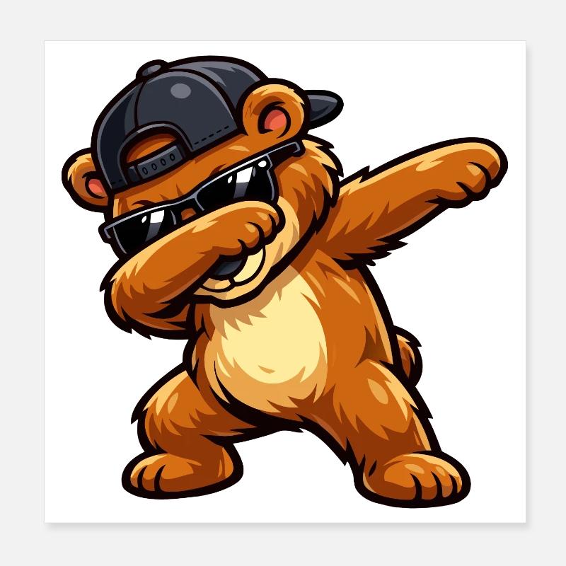 Dabbing Bear Poster 20x20 cm