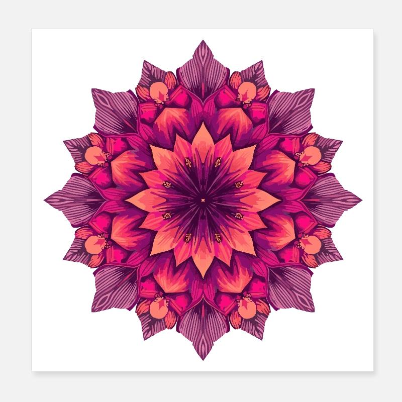 Mandala de Fleurs Kaléidoscopiques Poster 20 x 20 cm