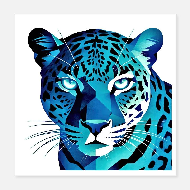 Léopard géométrique bleu fluorescent Poster 20 x 20 cm