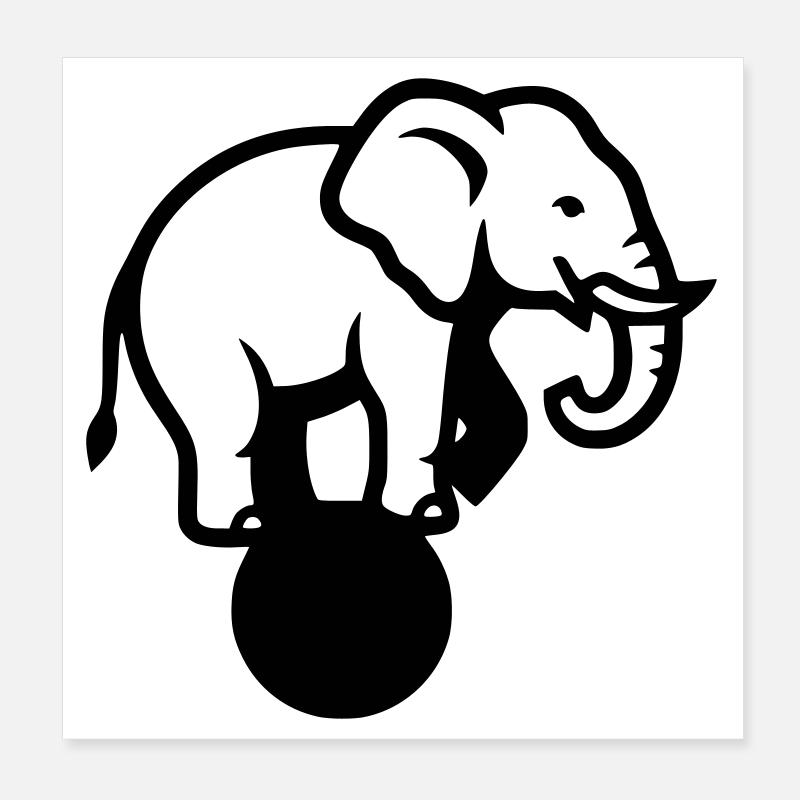 Acrobaties du Cirque Elephant Ball Poster 20 x 20 cm