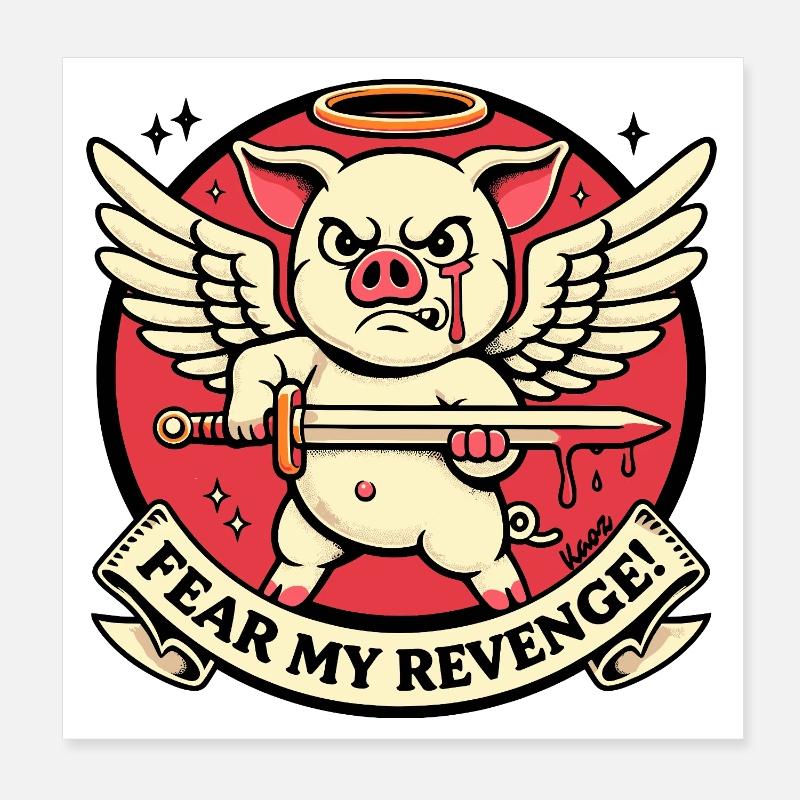 Cochon Ailé de la Vengeance Poster 20 x 20 cm