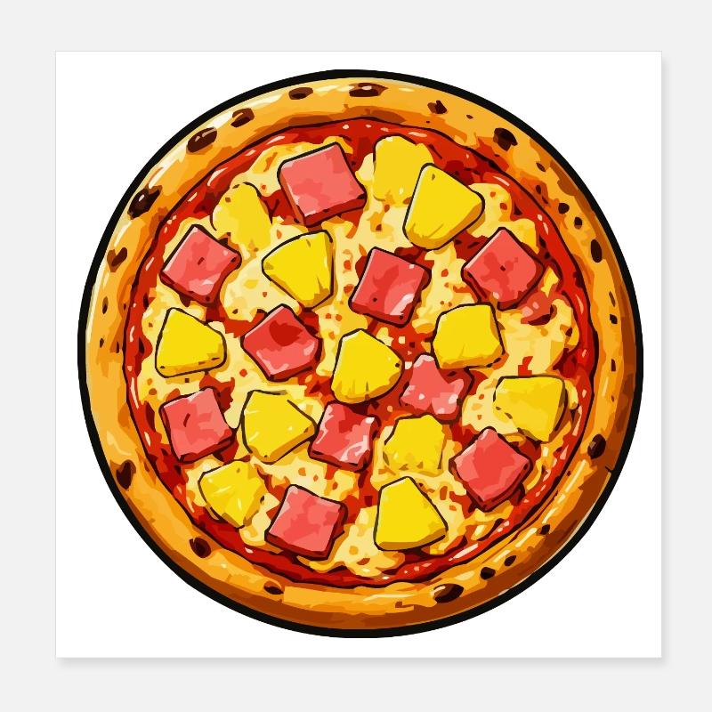 Illustration de pizza hawaïenne Poster 20 x 20 cm