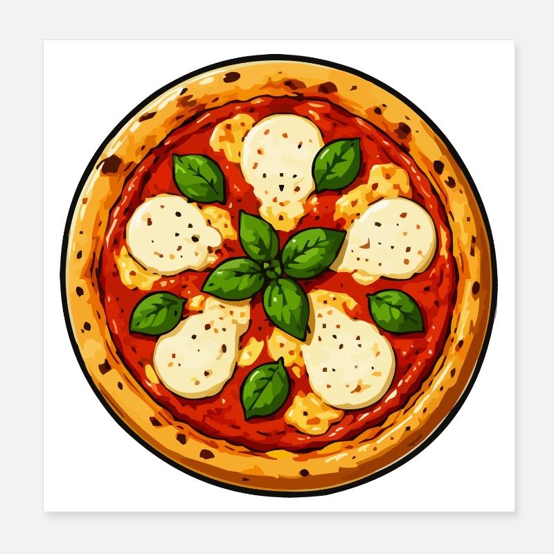 Basil Pizza Comic Poster 8" x 8" (20x20 cm)